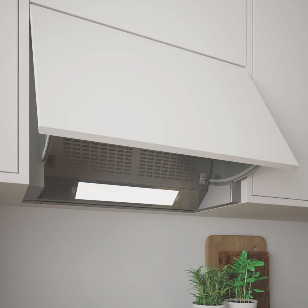 White integrated deals cooker hood