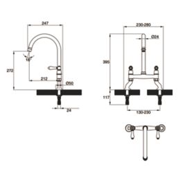 Clearwater Elegance Dual-Lever Mixer Tap Brushed Copper PVD