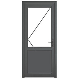 Crystal  1-Panel 1-Clear Light Left-Hand Opening Anthracite Grey uPVC Back Door 2090mm x 890mm