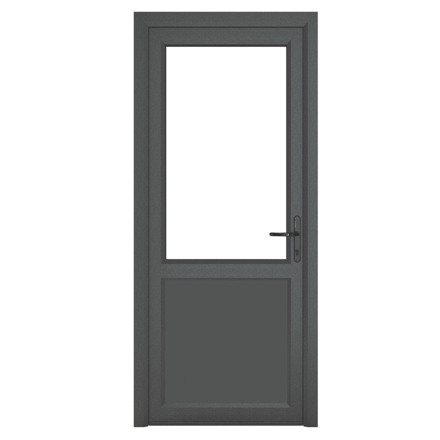 Crystal 1-Panel 1-Clear Light Left-Handed Anthracite Grey uPVC Back Door 2090mm x 890mm (640KF)