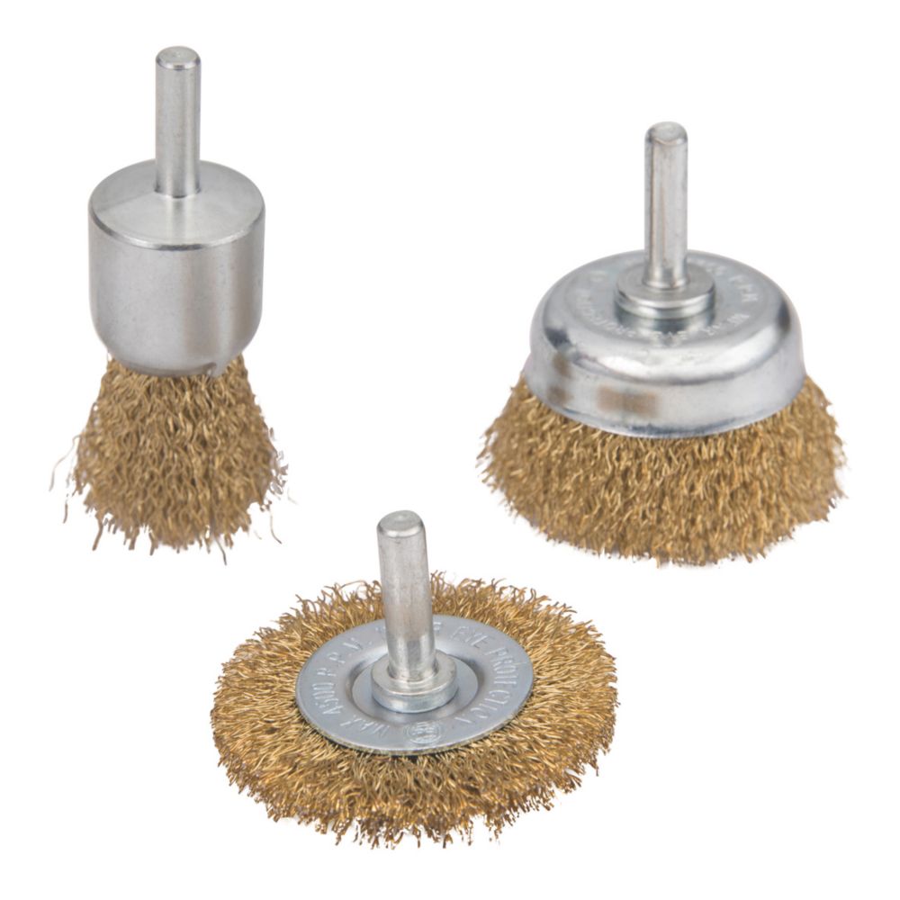 Titan Straight Shank Wire Brushes 3 Piece Set - Screwfix