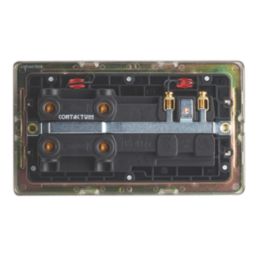 Contactum Lyric 45A 2-Gang DP Cooker Switch & 13A DP Switched Socket Brushed Steel with Neon with Black Inserts