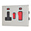 Contactum Lyric 45A 2-Gang DP Cooker Switch & 13A DP Switched Socket Brushed Steel with Neon with Black Inserts
