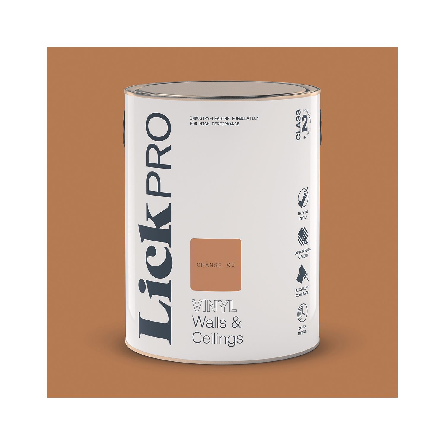 LickPro 5Ltr Orange 02 Vinyl Matt Emulsion Paint (640TM)