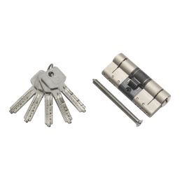 Smith & Locke Fire Rated 3 Star Diamond Double Cylinder Lock 50-40 (90mm) Satin Nickel