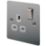 LAP  13A 1-Gang DP Switched Plug Socket Brushed Stainless Steel  with White Inserts