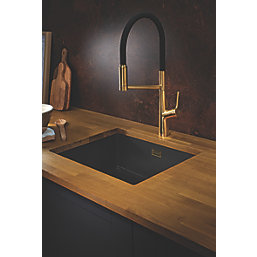 Clearwater Alasia Pull-Off Twin Spray Head Tap Brushed Brass PVD