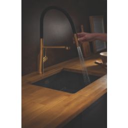 Clearwater Alasia Pull-Off Twin Spray Head Tap Brushed Brass PVD