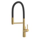 Clearwater Alasia Pull-Off Twin Spray Head Tap Brushed Brass PVD