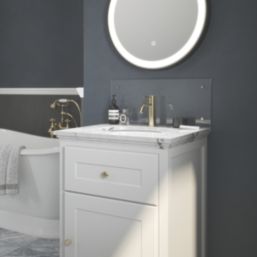 Splashback  Bathroom Splashback Crystal Clear with Polished Brass Caps 250mm x 600mm x 4mm