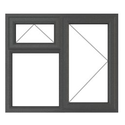 Crystal  Right-Hand & Top Opening Clear Triple-Glazed Casement Anthracite on White uPVC Window 1190mm x 1190mm