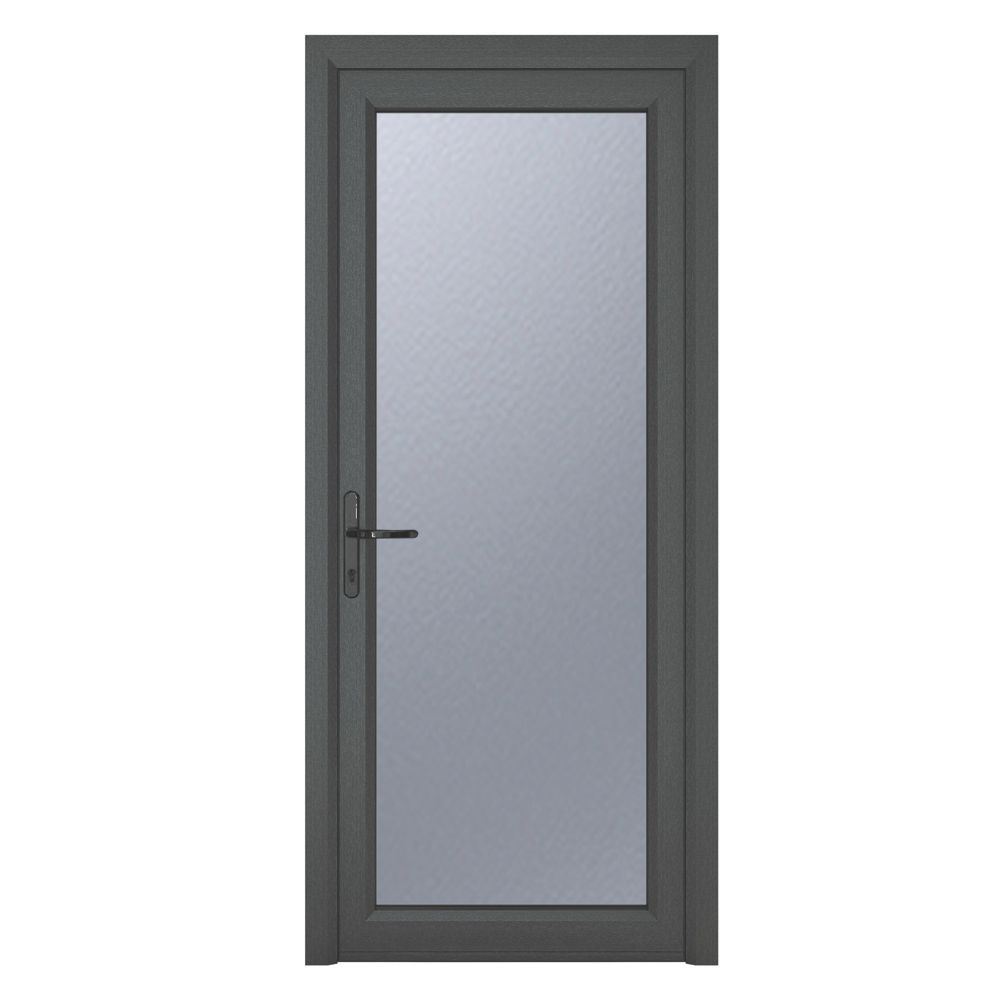 Crystal Fully Glazed 1Obscure Light RightHanded Anthracite Grey uPVC