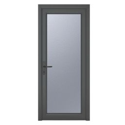Crystal  Fully Glazed 1-Obscure Light Right-Handed Anthracite Grey uPVC Back Door 2090mm x 840mm