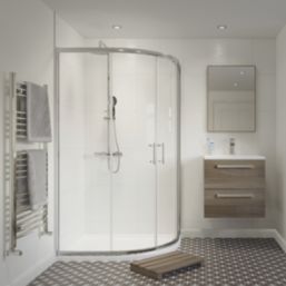 Framed Offset Quadrant Shower Enclosure LH&RH Polished Silver Effect/Clear 900mm x 760mm x 1850mm