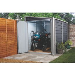 Trimetals Titan 960 7' 6" x 10' (Nominal) Pent Metal Motorbike Store Anthracite/Goosewing Grey