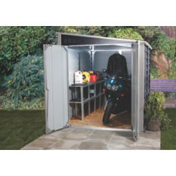 Trimetals Titan 960 7' 6" x 10' (Nominal) Pent Metal Motorbike Store Anthracite/Goosewing Grey