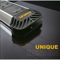 Stanley 13A 4-Gang Unswitched  Power Strip + 2.3A 2-Outlet Type A USB Charger Black 3m