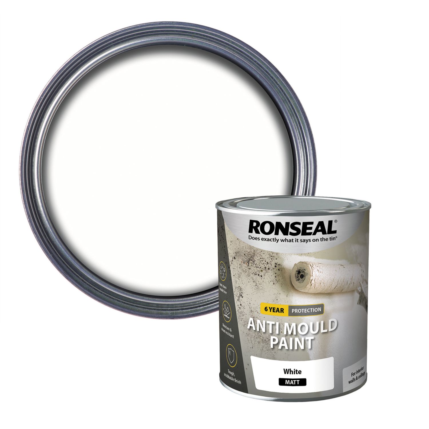 Ronseal 750ml White Matt Anti Mould Wall Paint (64218)