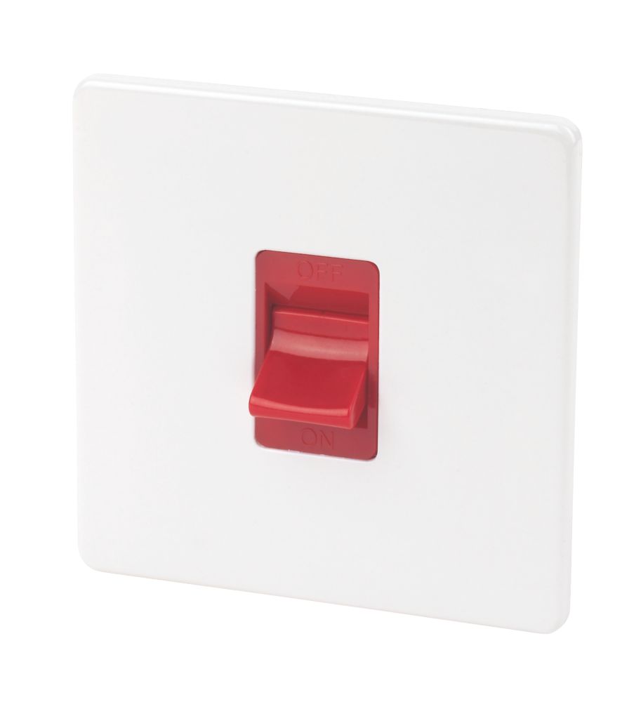 Varilight  45AX 1-Gang DP Cooker Switch Ice White  with Red Inserts