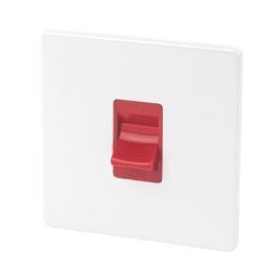 Varilight  45AX 1-Gang DP Cooker Switch Ice White  with Red Inserts