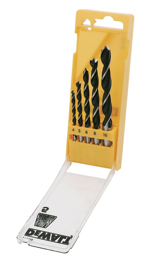 BlueSpot 5-Piece Brad Point Wood Drill Bit Set – 4, 5, 6, 8, 10mm Precision Bits