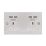 LAP  13A 2-Gang Unswitched Socket + 4.2A 10.5W 4-Outlet Type A USB Charger Brushed Stainless Steel with White Inserts