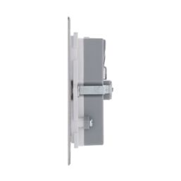 LAP  13A 2-Gang Unswitched Socket + 4.2A 10.5W 4-Outlet Type A USB Charger Brushed Stainless Steel with White Inserts