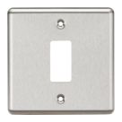 Knightsbridge  1-Module Grid Faceplate Brushed Chrome