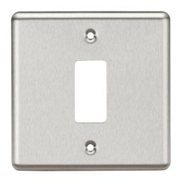 Knightsbridge  1-Module Grid Faceplate Brushed Chrome