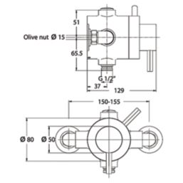 Triton Elina Exposed Single Outlet Thermostatic Chrome Mixer Shower Valve