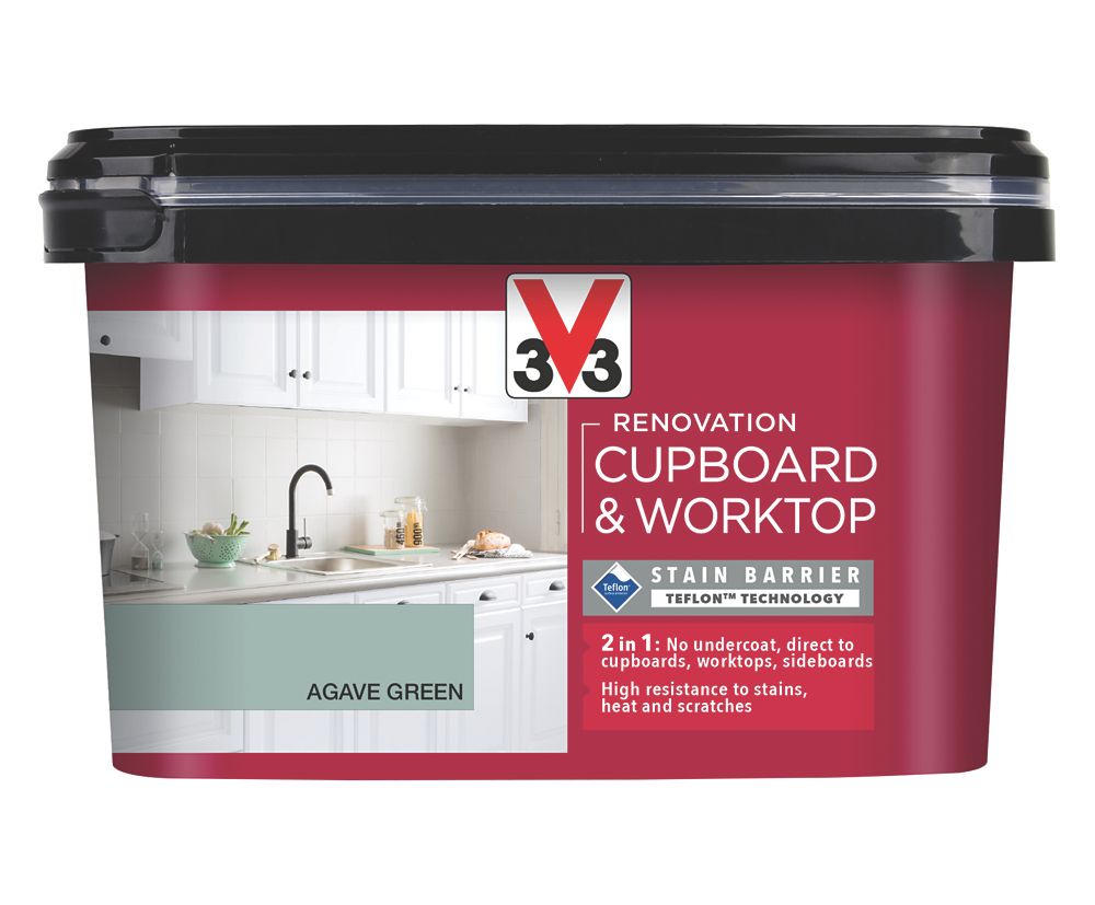 V33 2Ltr Agave Green Satin Kitchen Cupboard Paint Screwfix