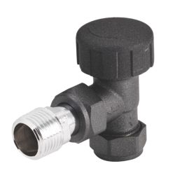 ETAL Danva 15mm x 1/2" Anthracite Angled & L/S Modern Thermostatic Radiator Valve & Lockshield