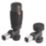 ETAL Danva 15mm x 1/2" Anthracite Angled & L/S Modern Thermostatic Radiator Valve & Lockshield