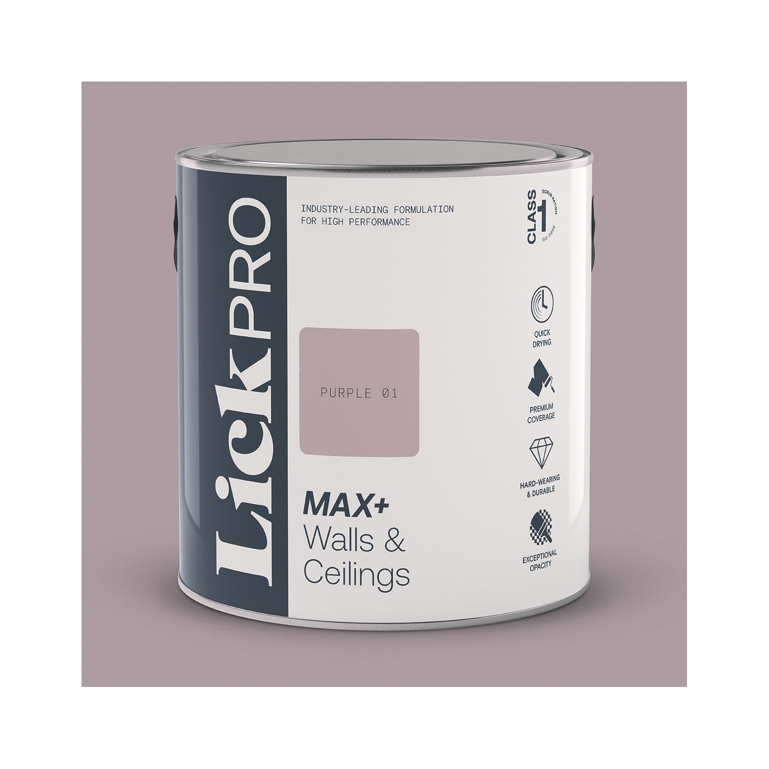 LickPro Max+ 2.5Ltr Purple 01 Matt Emulsion Paint (642JX)