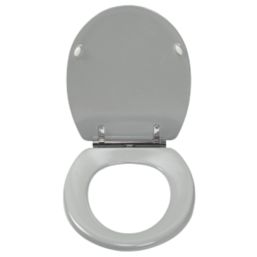 Croydex Lugano Soft-Close with Quick-Release Toilet Seat Moulded Wood Grey