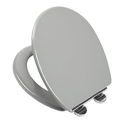 Croydex Lugano Soft-Close with Quick-Release Toilet Seat Moulded Wood Grey