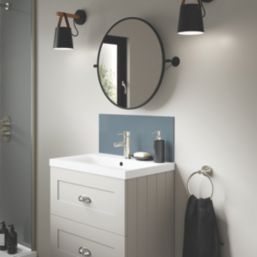 Splashwall Vanity Splashback Gloss Glacier White/Neptune Blue 250mm x 600mm x 4mm