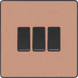 British General Evolve 20 A  16AX 3-Gang 2-Way Light Switch  Copper with Black Inserts