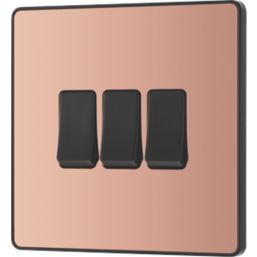 British General Evolve 20 A  16AX 3-Gang 2-Way Light Switch  Copper with Black Inserts