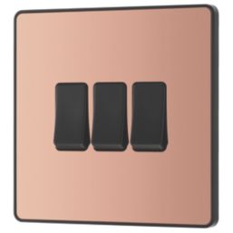 British General Evolve 20 A  16AX 3-Gang 2-Way Light Switch  Copper with Black Inserts