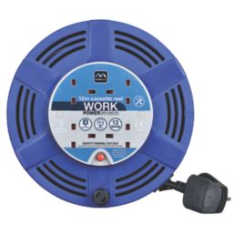 Masterplug Work Power 13A 4-Gang 12m Large Cassette Cable Reel 240V -  Screwfix