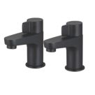 Swirl Caldew Black 120mm Deck Mounted Lever 2 Tap Holes Bath Pillar Tap