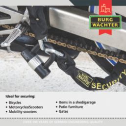 Burg-Wachter Hardened Steel Heavy Duty Security Kit: 2 x Chain, 2 x Lock & 2  2m x 10mm