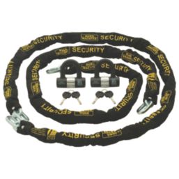 Burg-Wachter Hardened Steel Heavy Duty Security Kit: 2 x Chain, 2 x Lock & 2  2m x 10mm
