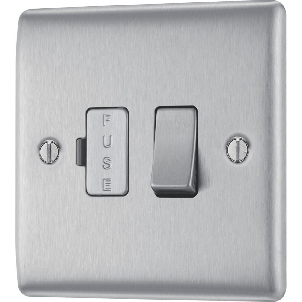 British General Nexus Metal 13A Switched Fused Spur  Brushed Steel