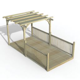 Forest Ultima 16' x 8' (Nominal) Flat Pergola & Decking Kit with 3 x Balustrades (4 Posts) & Canopy