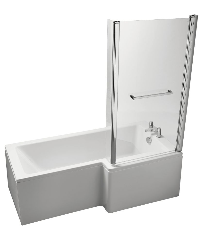 L Shape Right Hand Shower Bath Tub with Leg Set (Waste & Panels Not Included) - 1500mm - Balterley - 5