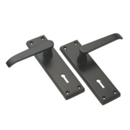 Designer Levers Victorian Fire Rated Long Straight Lever Lock Door Handle Pair Matt Black