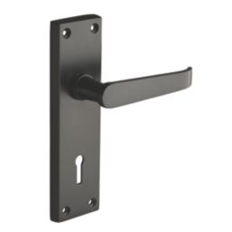 Designer Levers Victorian Fire Rated Long Straight Lever Lock Door Handle Pair Matt Black