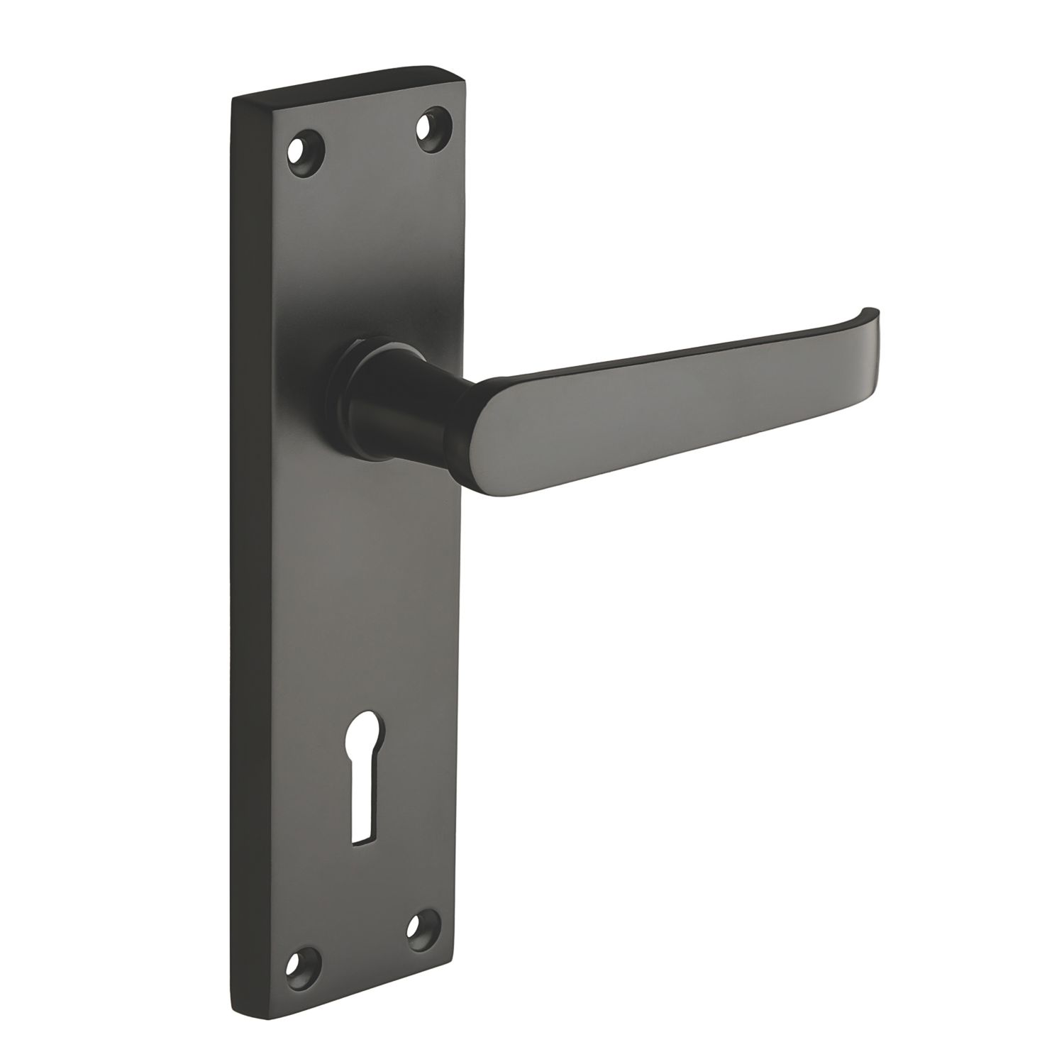 Designer Levers Victorian Fire Rated Long Straight Lever Lock Door Handle Pair Matt Black (643KK)